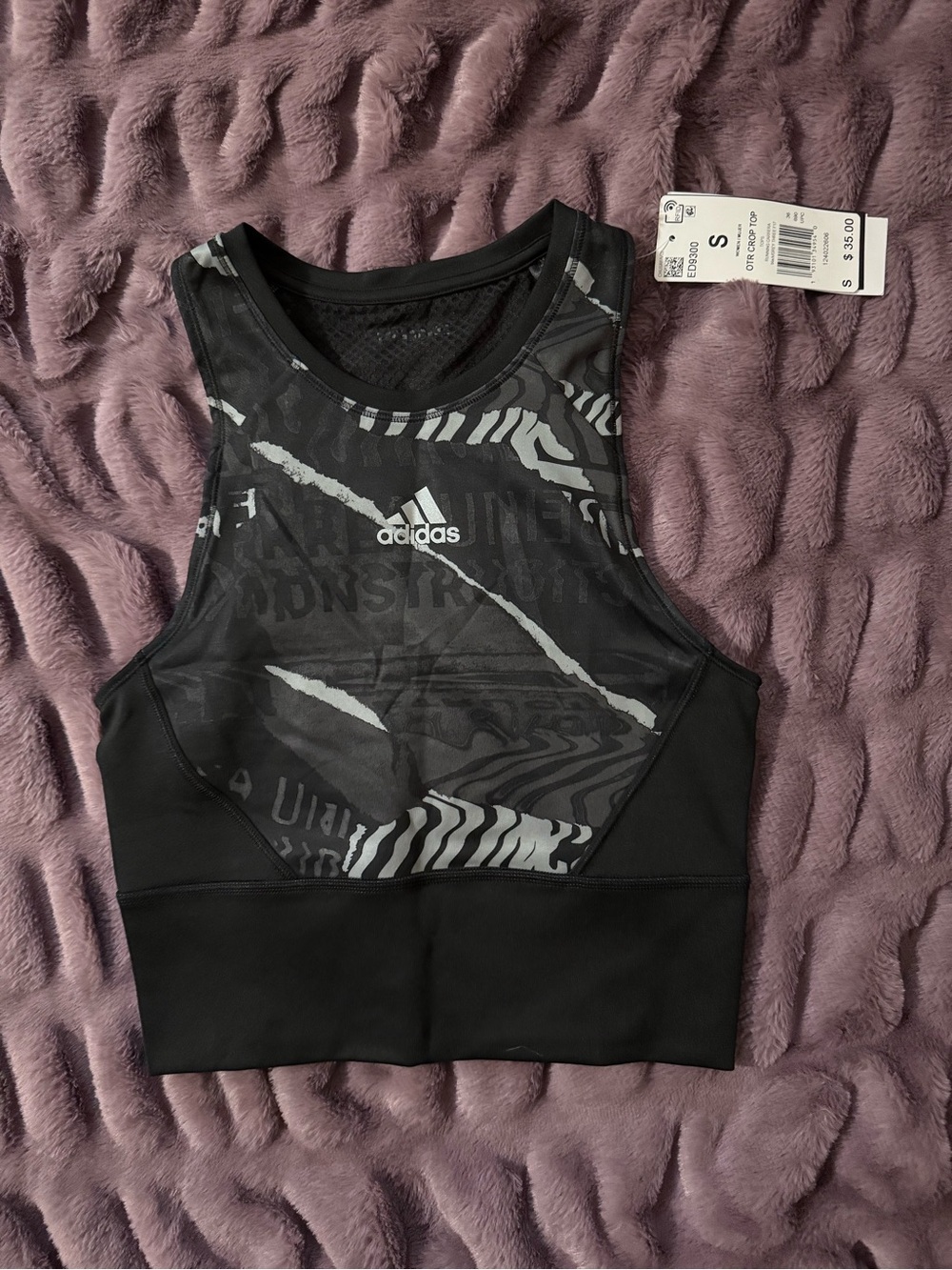 adidas Black & Gray Performance Crop Top